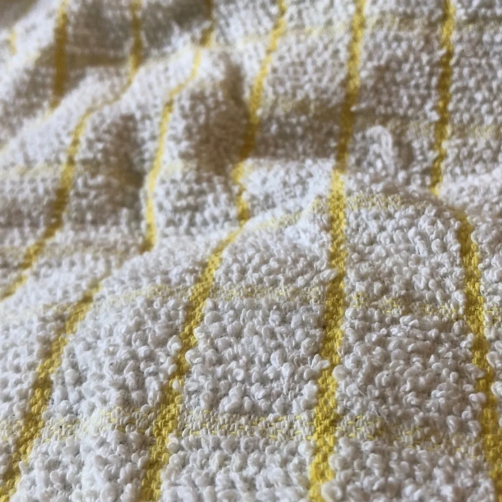 Textured White & Yellow Check Kitchen Towel
